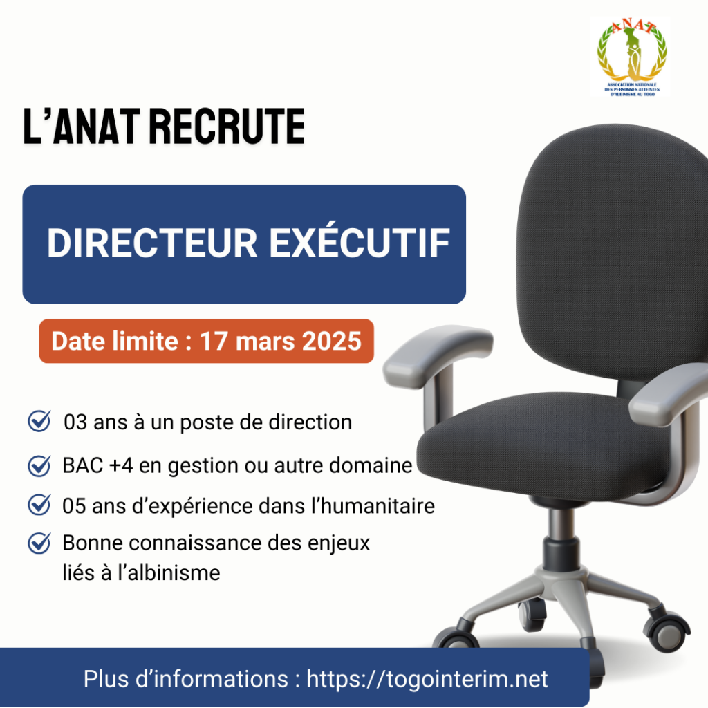 Offre d'emploi : L'ANAT recrute au poste de Directeur Exécutif